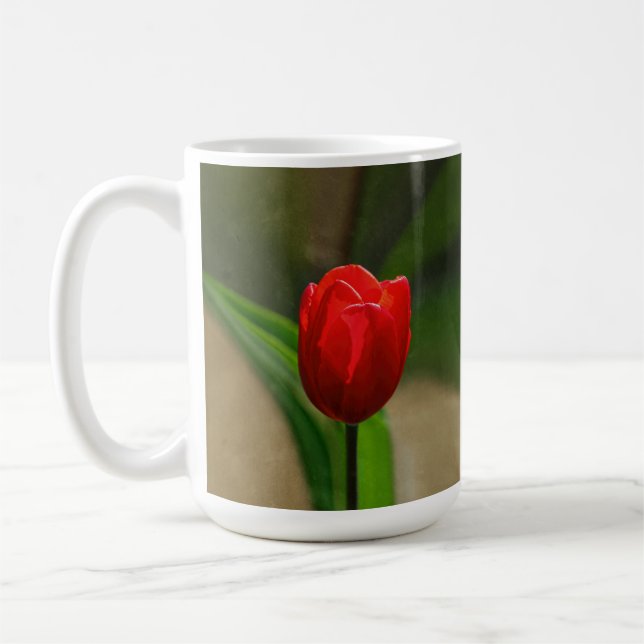 Caneca De Café Flor vermelha do primavera da tulipa (Esquerda)