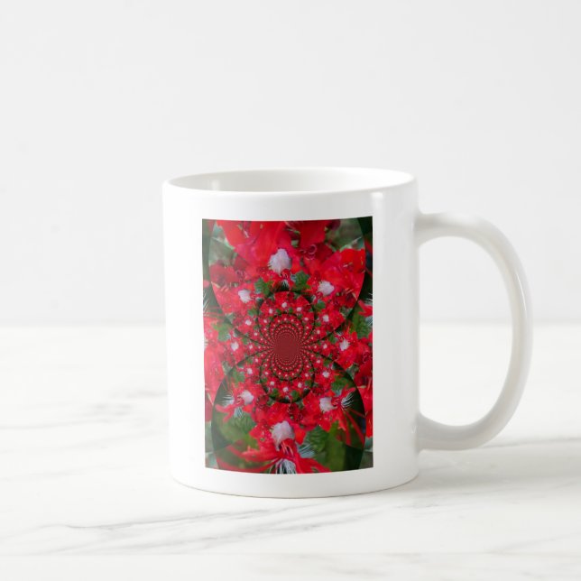 Caneca De Café Flor Vermelha Natural Febre Branca Caleidoscópio A (Direita)