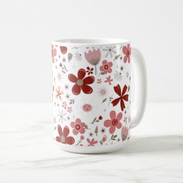 Caneca De Café Flor vermelha Pink