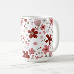 Caneca De Café Flor vermelha Pink