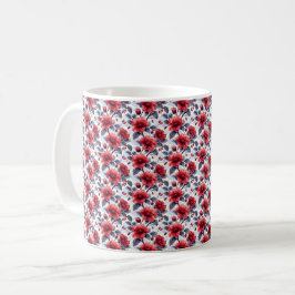 Caneca De Café Flor Vermelha Retro Fofa Vintage Elegante Chic