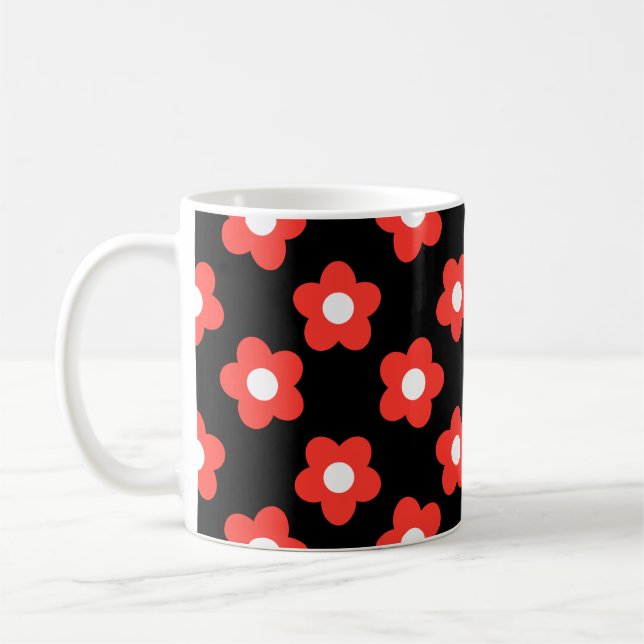 Caneca De Café Flor Vermelho Grande (Esquerda)