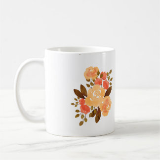 Caneca De Café Flor Vermelho Laranja Vintage Floral