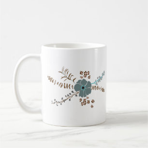 Caneca De Café Flor Whimsic Mistura Cinza Rosa Teal Fluindo Flora