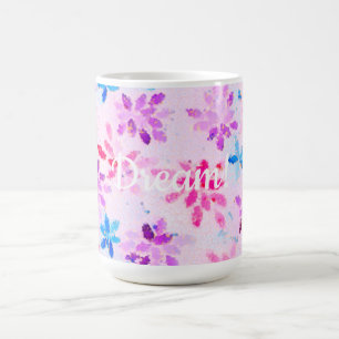 Caneca De Café Flora de Mosaico Inspirador "Sonhe!" Artístico