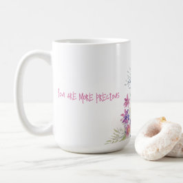 Caneca De Café florais brancos cor-de-rosa pastel