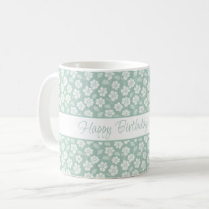 Caneca De Café Florais Brancos de Casa Branca Personalizados da C