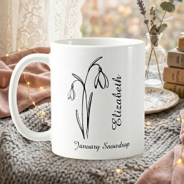 Caneca De Café Florais de Neve Personalizados para Aniversário de