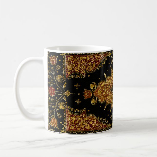 Caneca De Café Florais Preto e Dourado Caídos (Esquerda)
