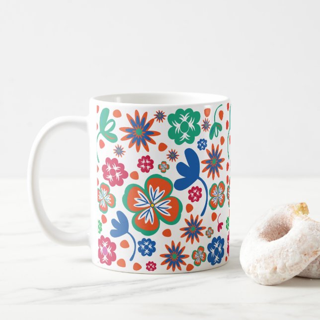 Caneca De Café Floral (Com Donut)