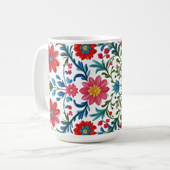 Caneca De Café floral (Frente Esquerda)