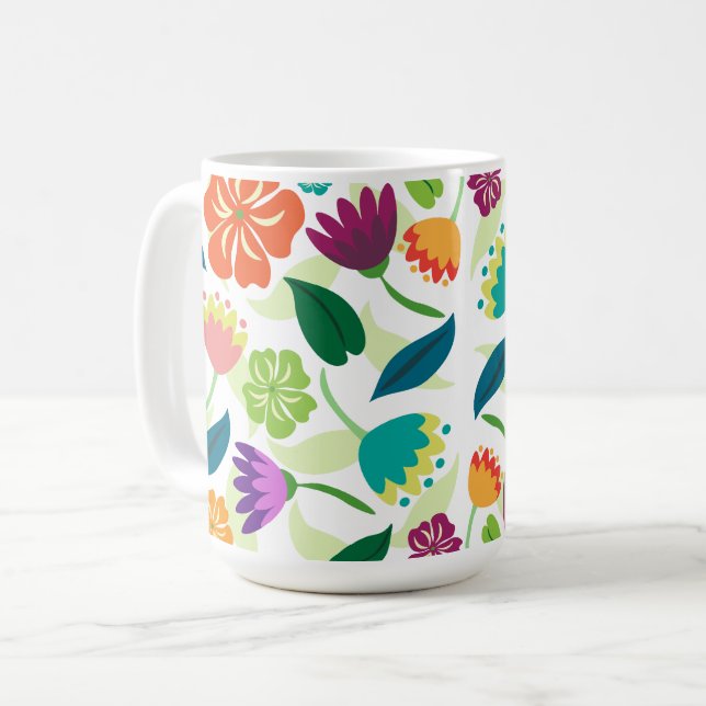 Caneca De Café Floral (Frente Esquerda)