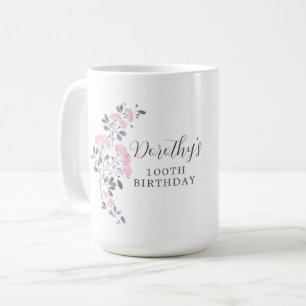 Caneca De Café Floral 100º Presente de Aniversário de Flor Rosa R
