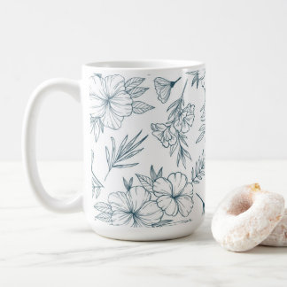 Caneca De Café Floral 15oz Coffee Mug