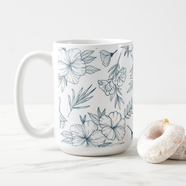 Caneca De Café Floral 15oz Coffee Mug (Com Donut)
