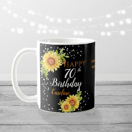 Caneca De Café Floral 70 Birthday Sunflower