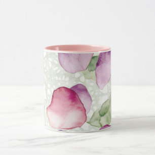 Caneca de Café Floral Abstrata Rosa, Lavanda, Verd