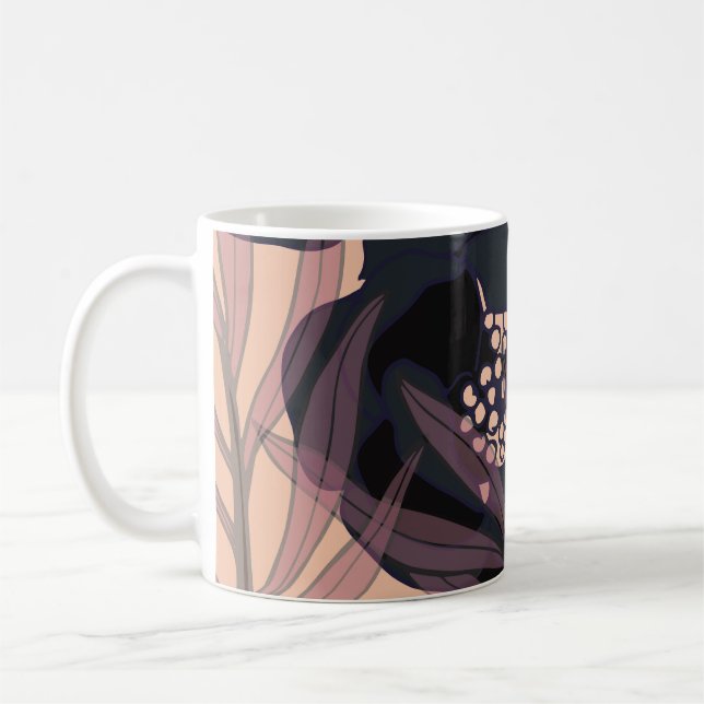 Caneca De Café Floral abstrato elegância, fundo artístico. (Esquerda)