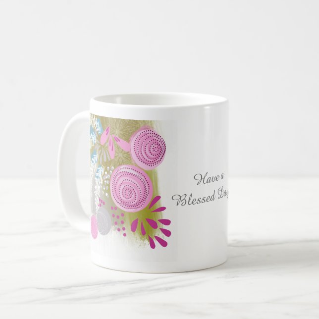 Caneca De Café Floral Abstrato Personalizado (Frente Esquerda)
