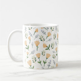 Caneca De Café Floral Amarelo Moderno