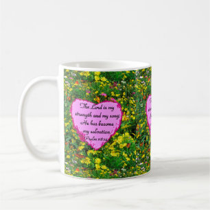 CANECA DE CAFÉ FLORAL AMARELO PSALM 118:14 FOTO