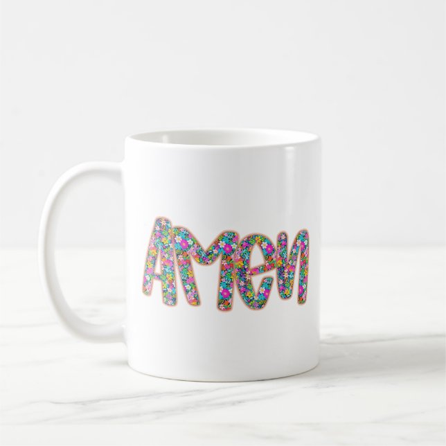 Caneca De Café Floral Amen (Esquerda)