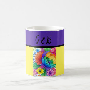Caneca De Café floral arco-íris lgbtq