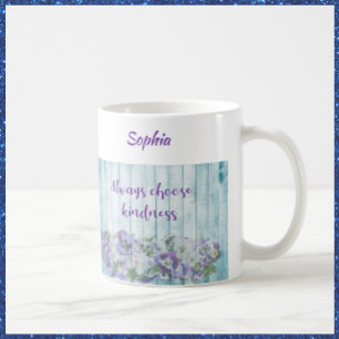 Caneca De Café Floral Azul de bondade Inspiradora