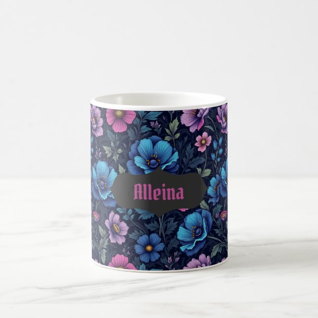 Caneca De Café Floral Azul e Malva (Centro)