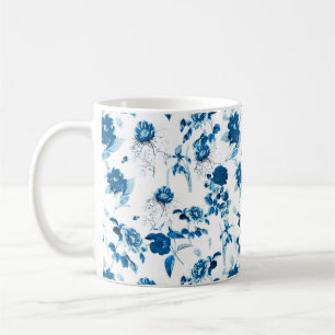 Caneca De Café Floral Azul-Mug