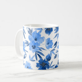 Caneca De Café Floral Azul Real Moderno Cornflower