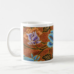 Caneca De Café Floral Batik indonésio Dourado