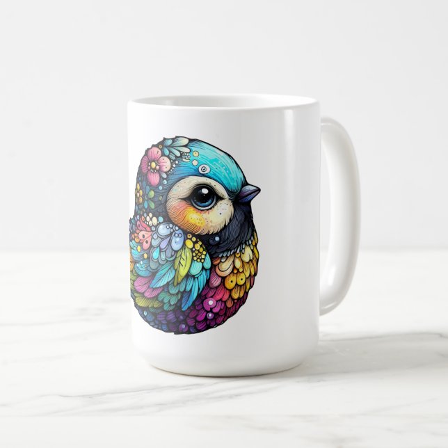 Caneca De Café Floral Bird Harmony (Frente Esquerda)