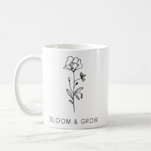 Caneca De Café Floral Bloom - Silhouette Natureza Elegante