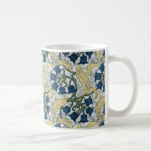 Caneca De Café Floral Blue Flowers Lily Valley Repetindo
