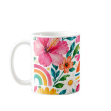 Caneca de Café Floral Boho Colorida - Abstrata Vib