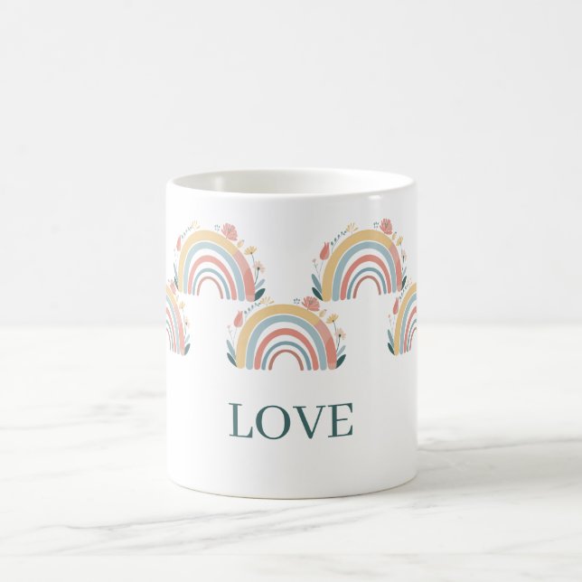 Caneca De Café Floral Boho Rainbow Classic Coffee Mug (Centro)