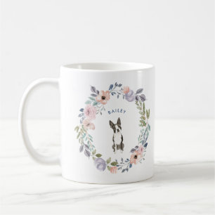 Caneca De Café Floral bonito Boston Terrier Dog