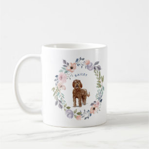 Caneca De Café Floral bonito Cão Labradoodle