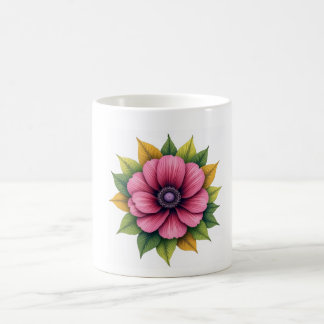 Caneca De Café Floral Bonito cor-de-água rosa vibrante