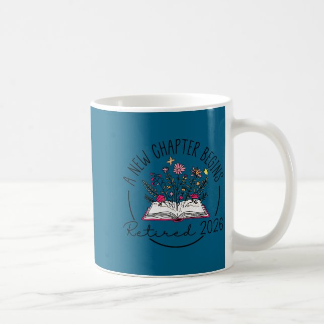 Caneca De Café Floral Book A New Chapter Begins Retired 2026 Reti (Direita)