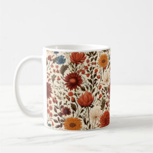 Caneca De Café Floral Botânico de outono Moderno