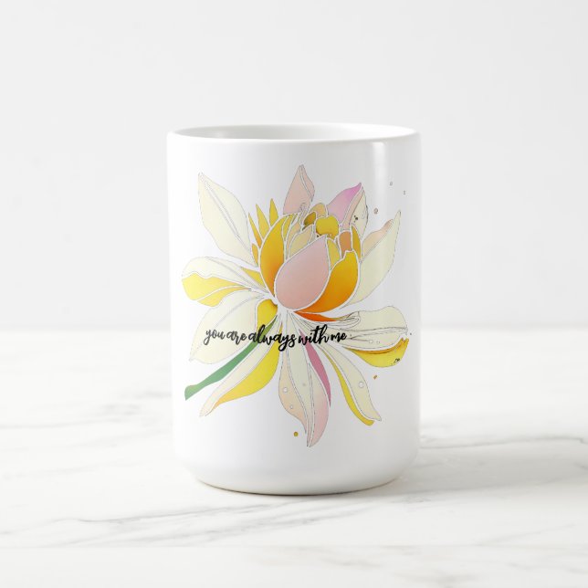 Caneca De Café floral branco pastel amarelo (Centro)