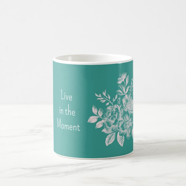 Caneca De Café Floral Branco Verde (Centro)