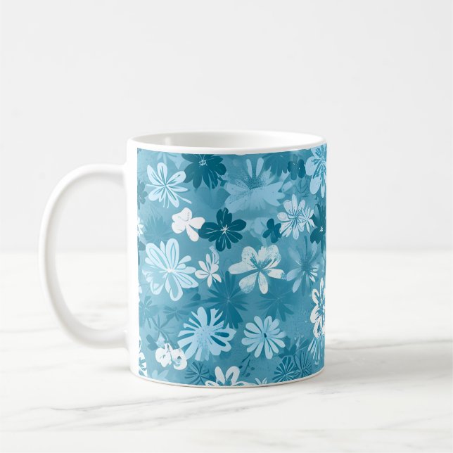 Caneca De Café Floral Brisa Oceânica Turquesa Botânica (Esquerda)