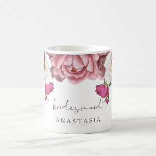 Caneca De Café Floral Burgundy Wedesmaid