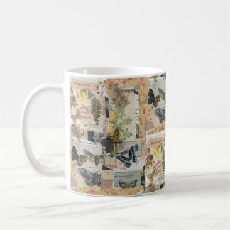 Caneca De Café Floral Butterfly Vintage Ephemera Decoupage