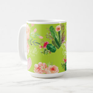 Caneca De Café Floral Cactus Elegant