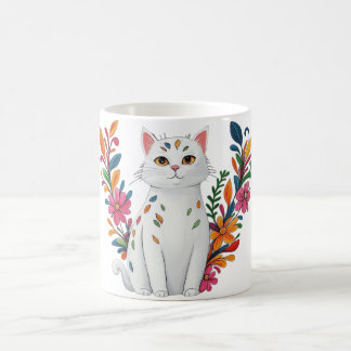 Caneca De Café Floral Cat