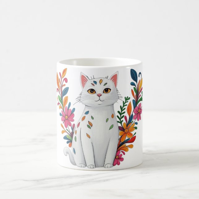 Caneca De Café Floral Cat (Centro)